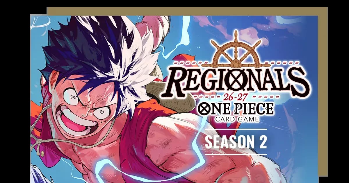 Official Regionals 26-27 Season 2 key art with Monkey.D.Luffy mid-punch beside the ship's wheel Regionals logo