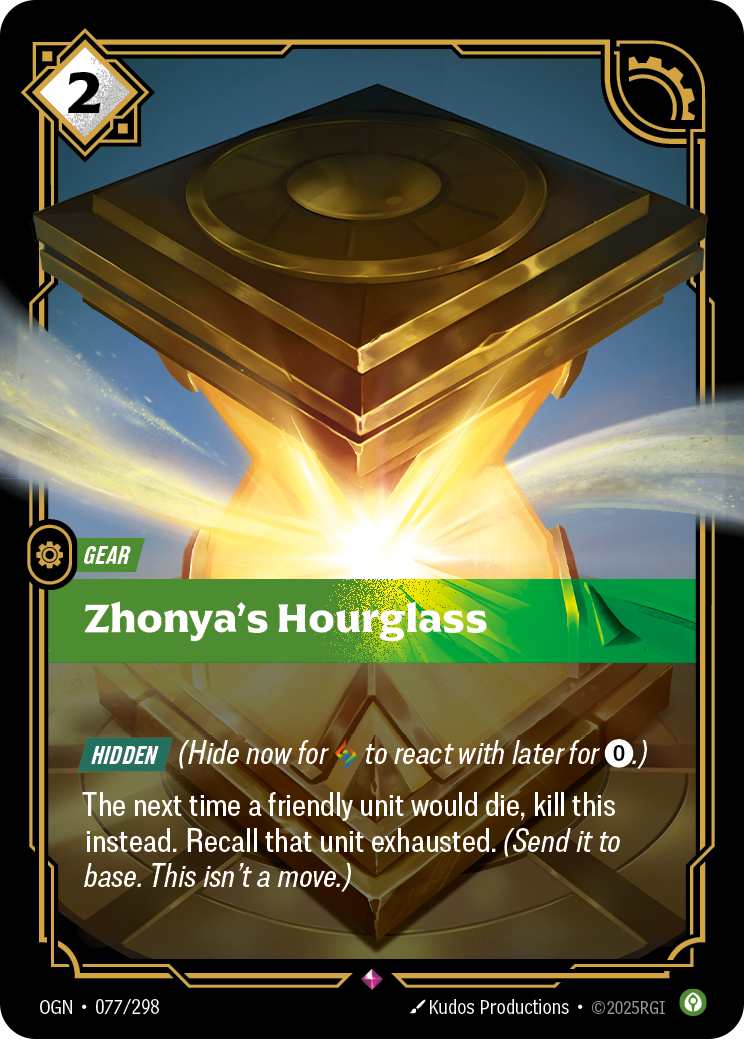 Zhonya's Hourglass card art (OGN-077), Anime TCG OGN