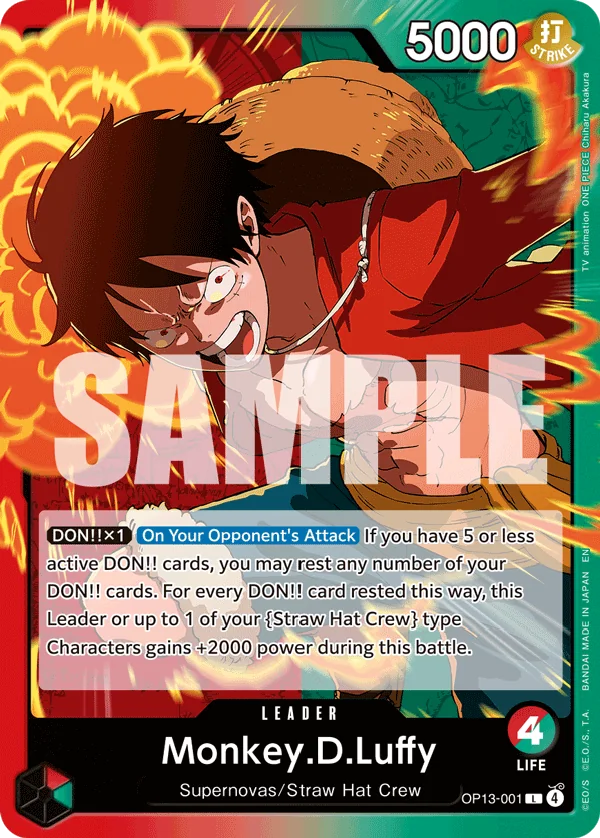 Monkey.D.Luffy card art (OP13-001), One Piece TCG OP-13