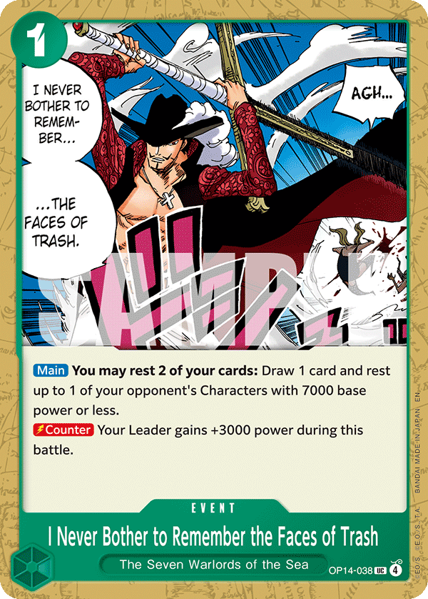 I Never Bother to Remember the Faces of Trash card art (OP14-038), One Piece TCG OP-14