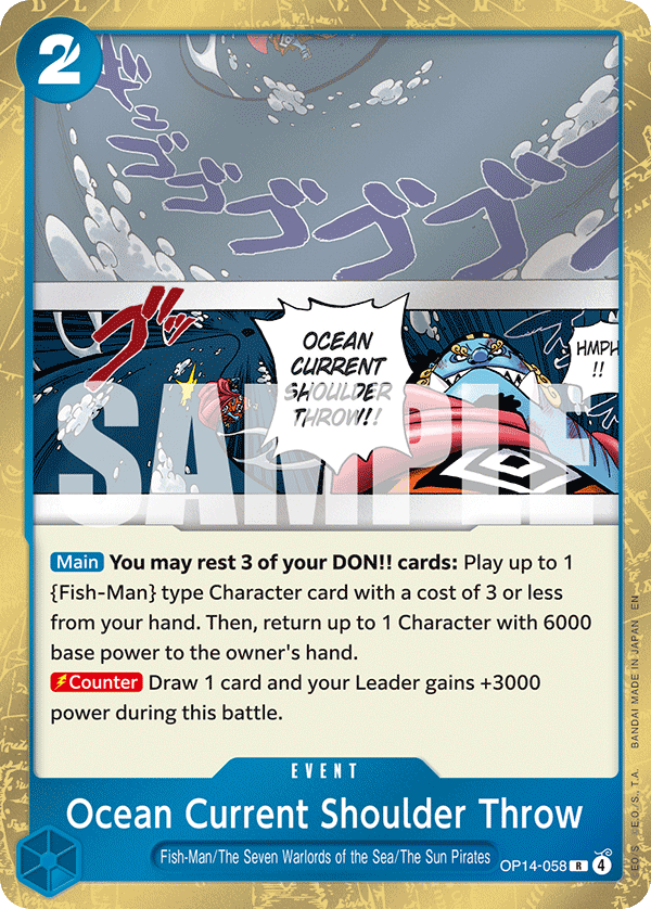 Ocean Current Shoulder Throw card art (OP14-058), One Piece TCG OP-14