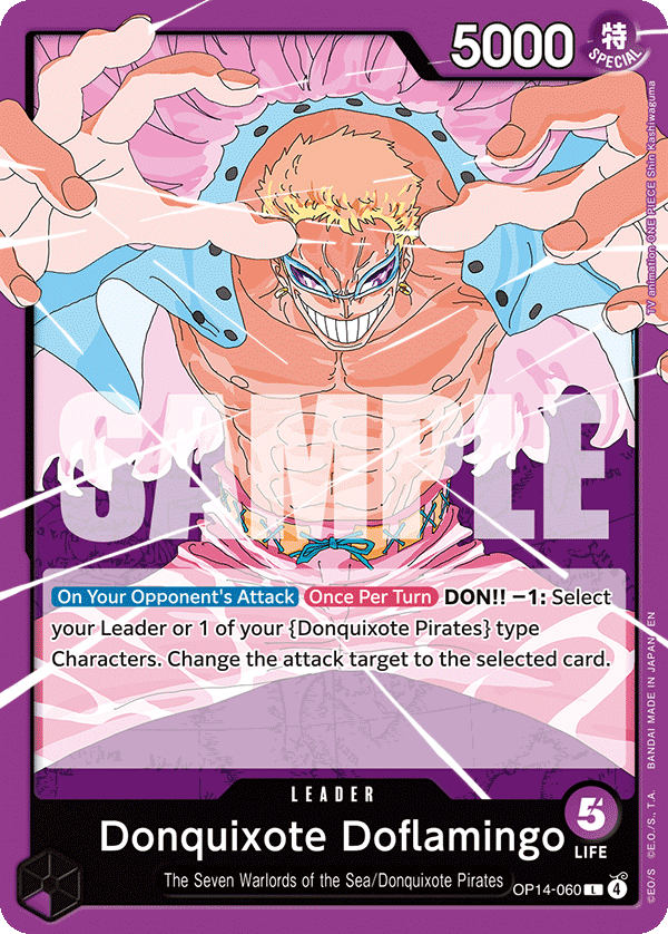 Donquixote Doflamingo card art (OP14-060), One Piece TCG OP-14