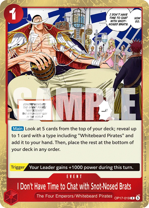I Don't Have Time to Chat with Snot-Nosed Brats card art (OP17-019), One Piece TCG OP-17
