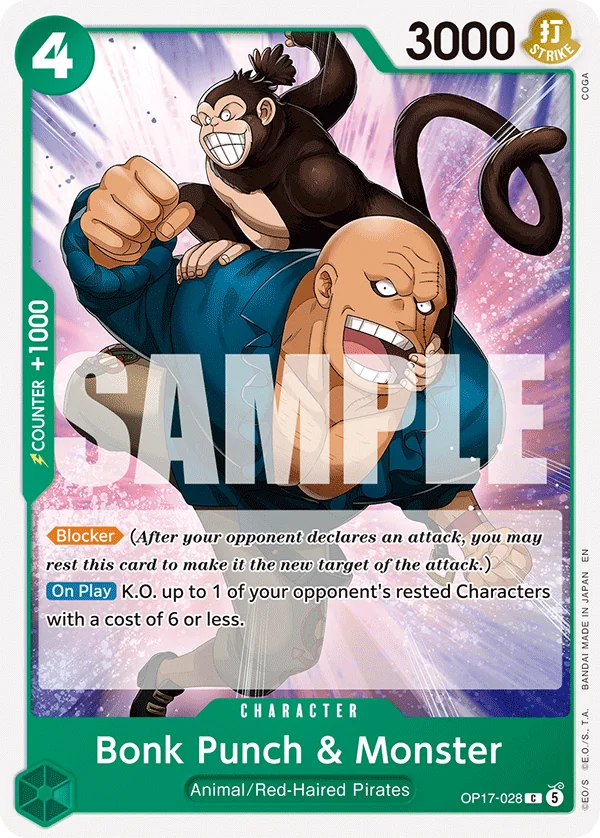 Bonk Punch & Monster card art (OP17-028), One Piece TCG OP-17