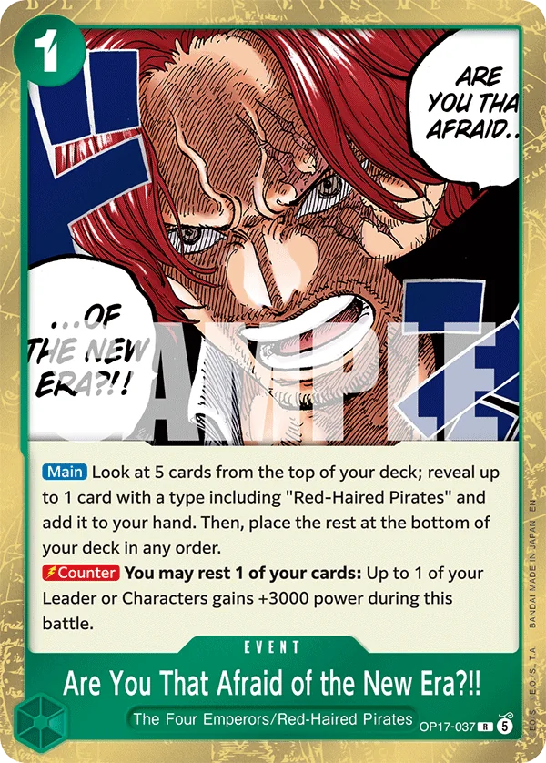 Are You That Afraid of the New Era?!! card art (OP17-037), One Piece TCG OP-17
