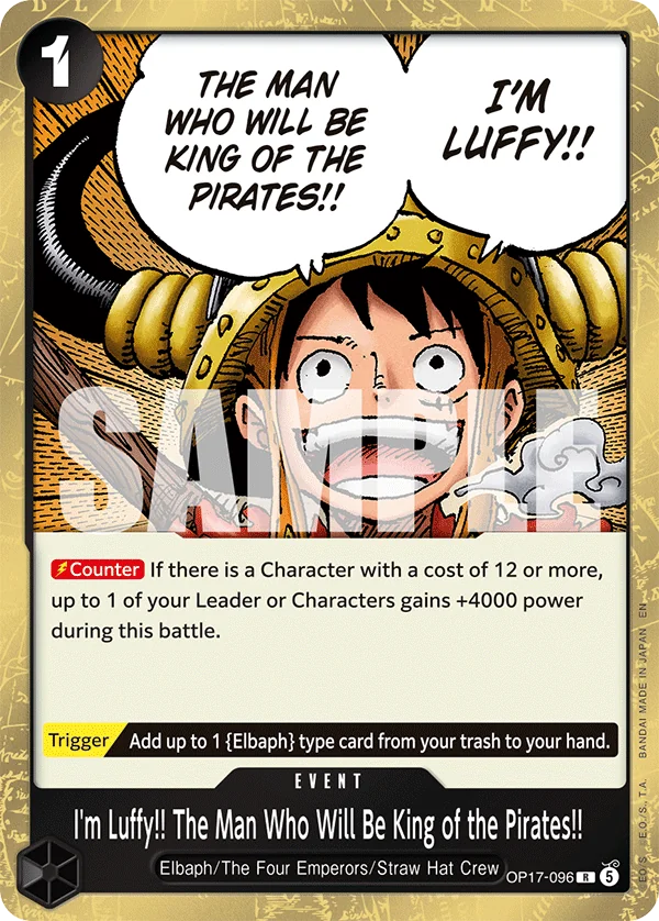 I'm Luffy!! The Man Who Will Be King of the Pirates!! card art (OP17-096), One Piece TCG OP-17