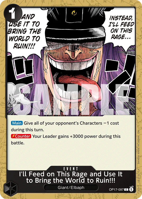 I'll Feed on This Rage and Use It to Bring the World to Ruin!!! card art (OP17-097), One Piece TCG OP-17