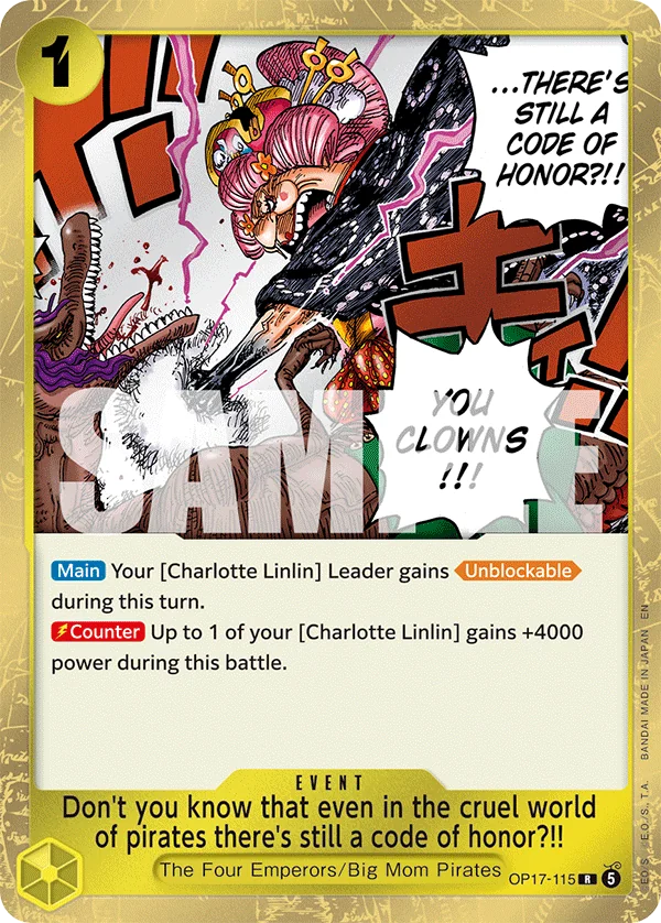 Don't you know that even in the cruel world of pirates there's still a code of honor?!! card art (OP17-115), One Piece TCG OP-17