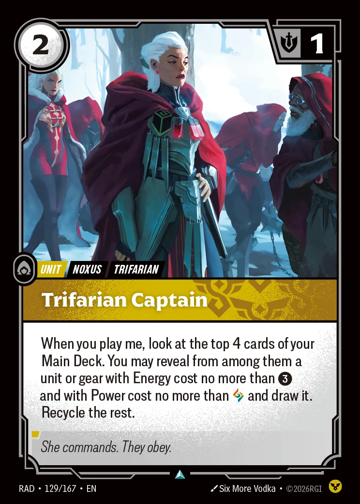 Trifarian Captain card art (RAD-129), Riftbound RAD