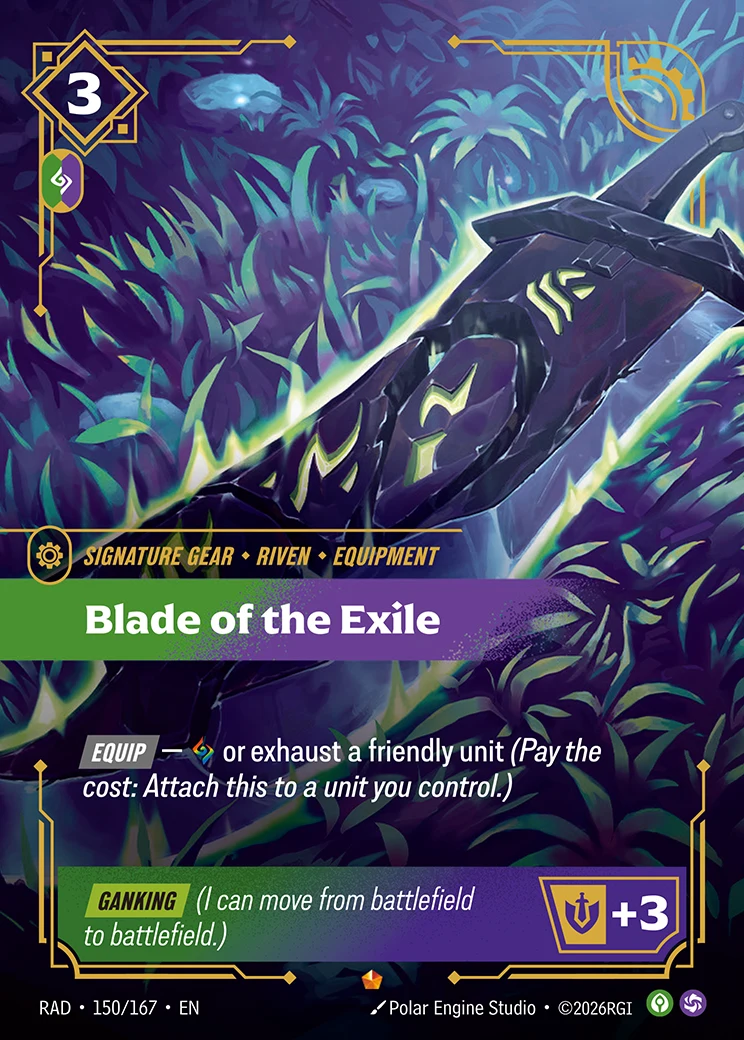 Blade of the Exile card art (RAD-150), Riftbound RAD