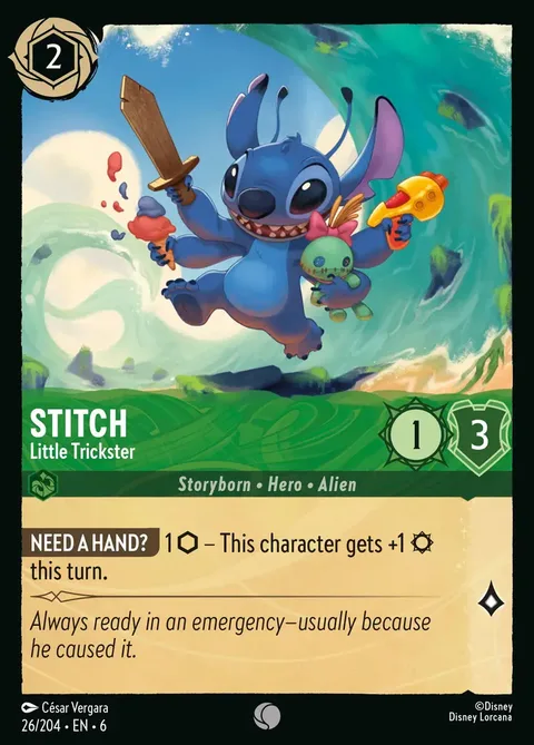 Stitch - Little Trickster Disney Lorcana card art showing the character in full illustration