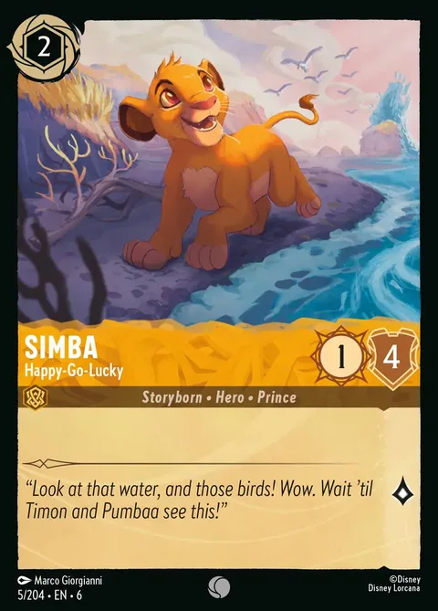 Simba - Happy-Go-Lucky Disney Lorcana card art showing the character in full illustration