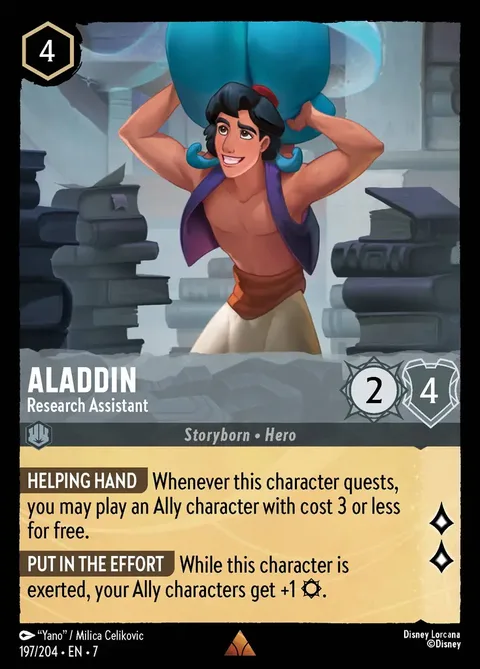 Aladdin - Research Assistant Disney Lorcana card art showing the character in full illustration