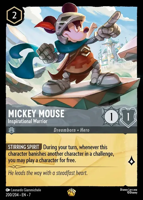Mickey Mouse - Inspirational Warrior Disney Lorcana card art showing the character in full illustration