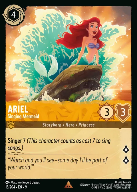 Ariel - Singing Mermaid Disney Lorcana card art showing the character in full illustration