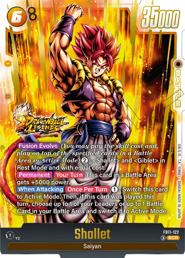 Shallet FB11-122 yellow Secret Rare Battle card, cost 6 and 35000 power, with the Fusion Evolve onto Shallot and Giblet text