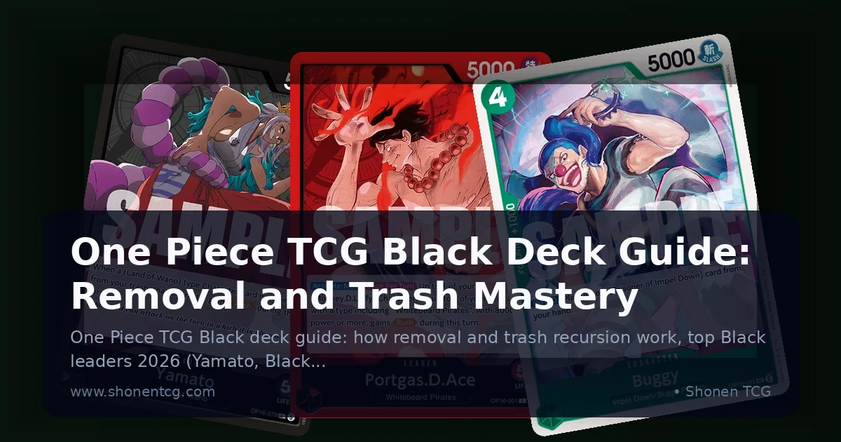 One Piece TCG Black color leader cards Yamato and Blackbeard side by side showing their dark card frames
