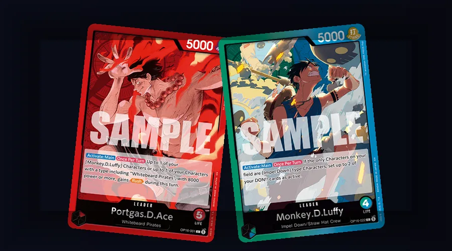 One Piece TCG leader cards representing different colors and strategies you build a deck around
