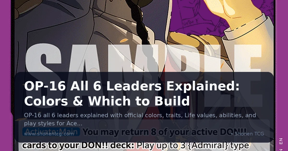 One Piece TCG OP-16 Guide: Set Review & Leaders (2026)