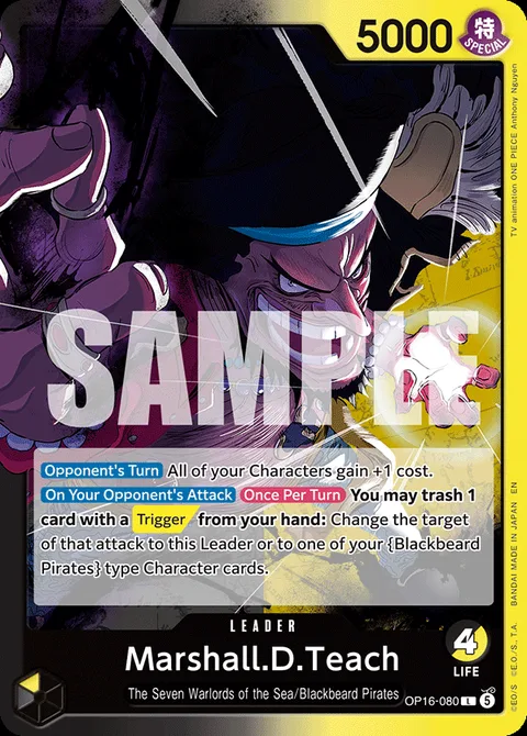 OP-16 Marshall D. Teach Blackbeard card (OP16-080), the other Black/Yellow leader this build is compared against