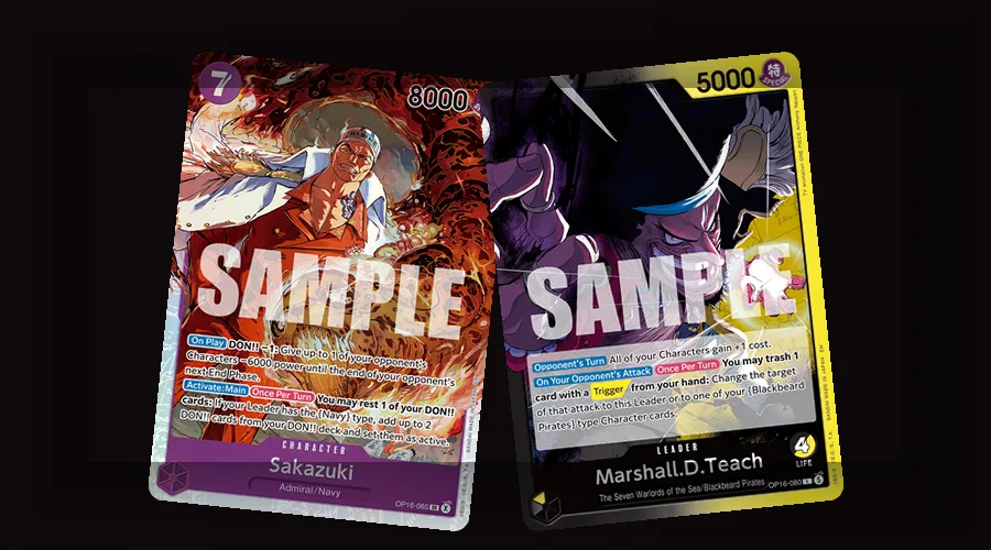 OP-16 Admiral Manga Rare and SEC cards representing the top of the set's rarity structure