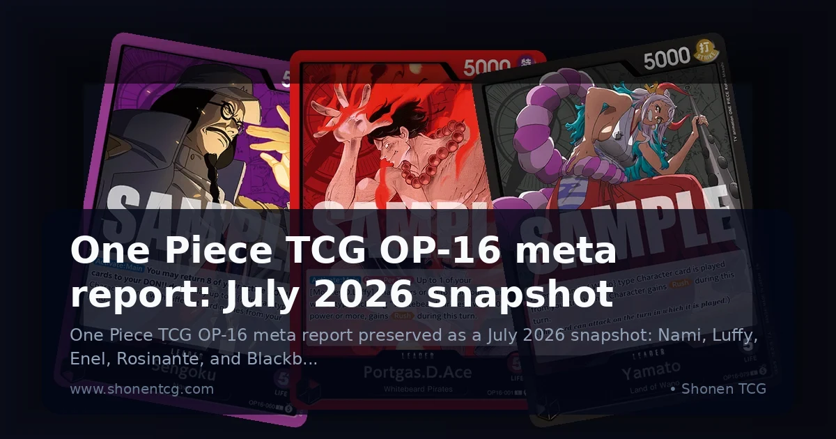 One Piece TCG OP-16 meta report: July 2026 snapshot