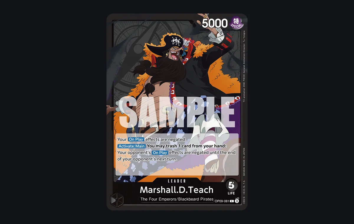 Marshall.D.Teach OP09-081 Black leader card with 5 Life and 5000 power