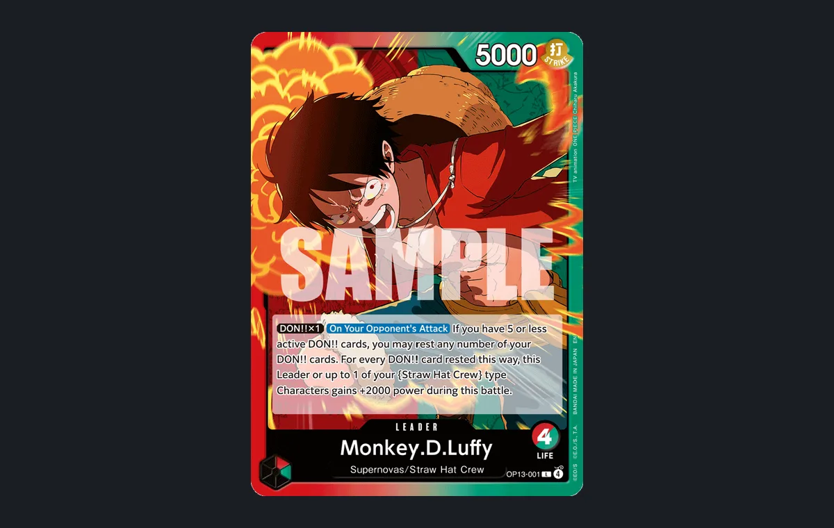 Monkey.D.Luffy OP13-001 Red Green leader card with 4 Life and 5000 power