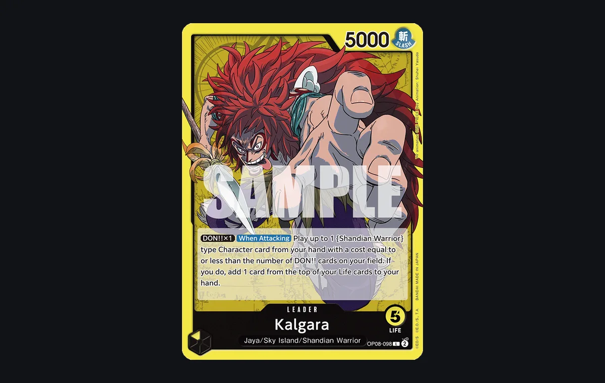 Kalgara OP08-098 Yellow leader card with 5 Life and 5000 power