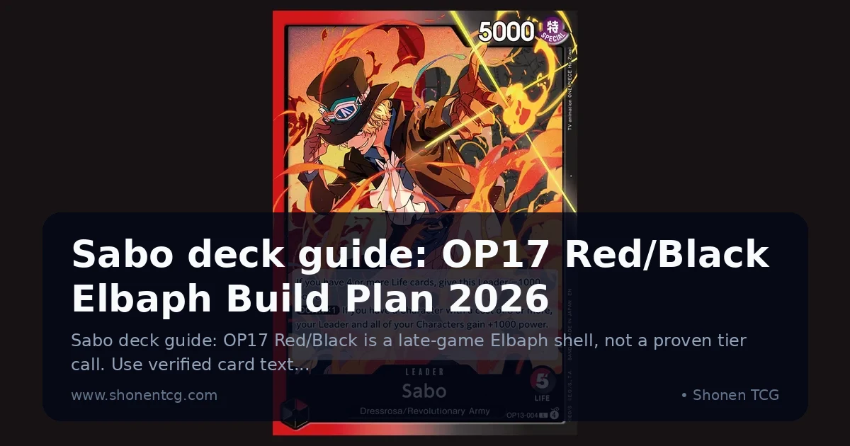 Preview: Sabo deck guide: OP17 Red/Black Elbaph Build Plan 2026 (Guides)