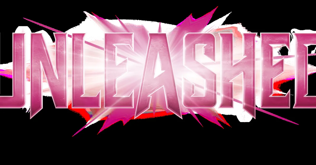 The official Riftbound: Unleashed set logo in pink and white lettering