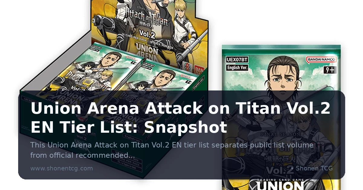 Official Union Arena Attack on Titan Vol.2 booster box and pack art featuring Final Season characters