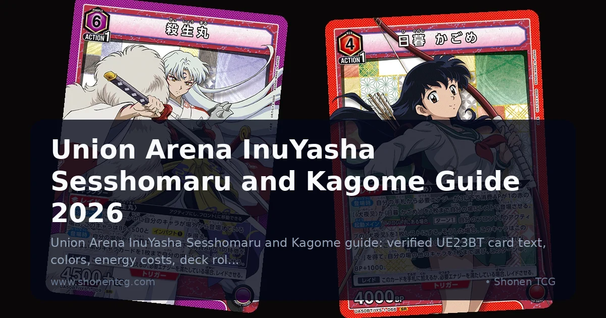 Real Japanese-language UA50BT SR cards showing Sesshomaru and Kagome Higurashi side by side