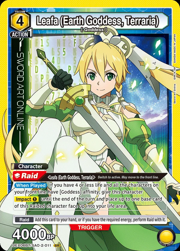 Leafa (Earth Goddess, Terraria) UEX06BT/SAO-2-011, a Union Arena Raid card with a Raid Trigger
