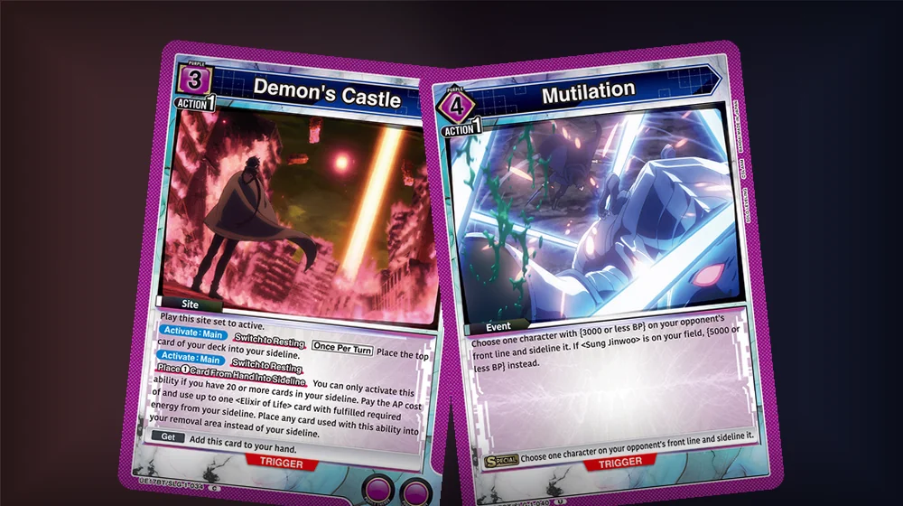 UE17BT/SLG-1-034 Demon's Castle and UE17BT/SLG-1-040 Mutilation, the 20-card threshold and removal package